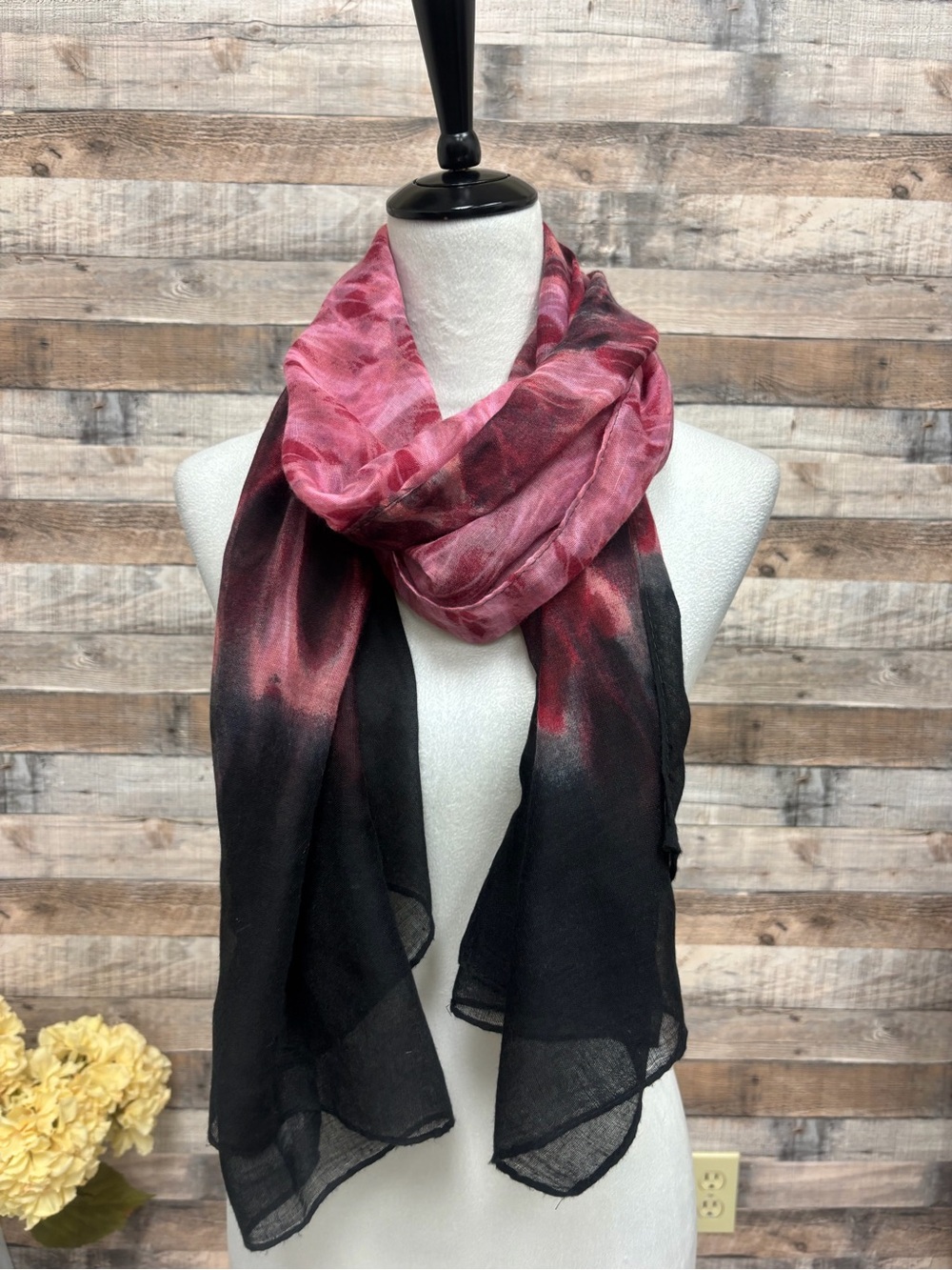 Pink & Black Abstract Pattern Scarf OS - Picture 1 of 5